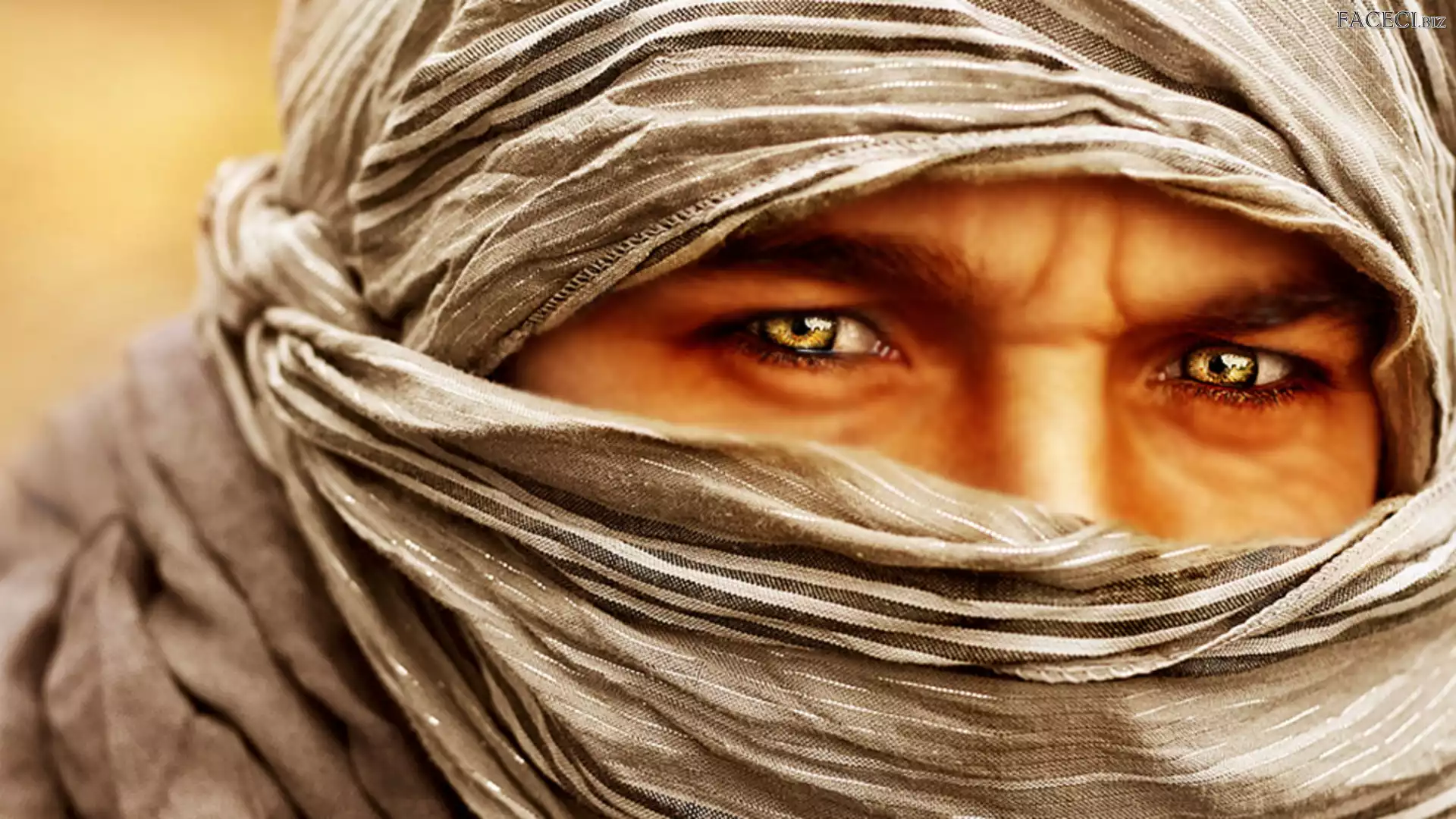 Szal, Oczy, Mężczyzna, Złote